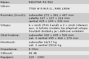 Redstar RS-502 5.1 set - levné kino z počítače